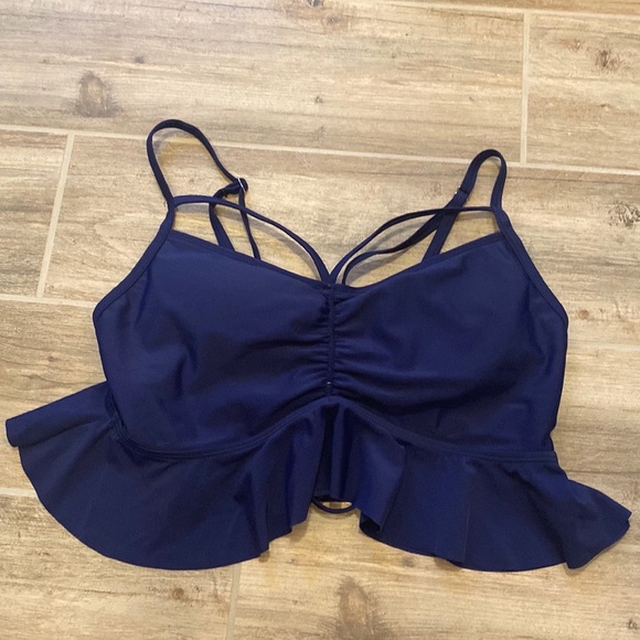 Women’s Flutter Swim Top. Navy Blue. Large - Picture 4 of 8